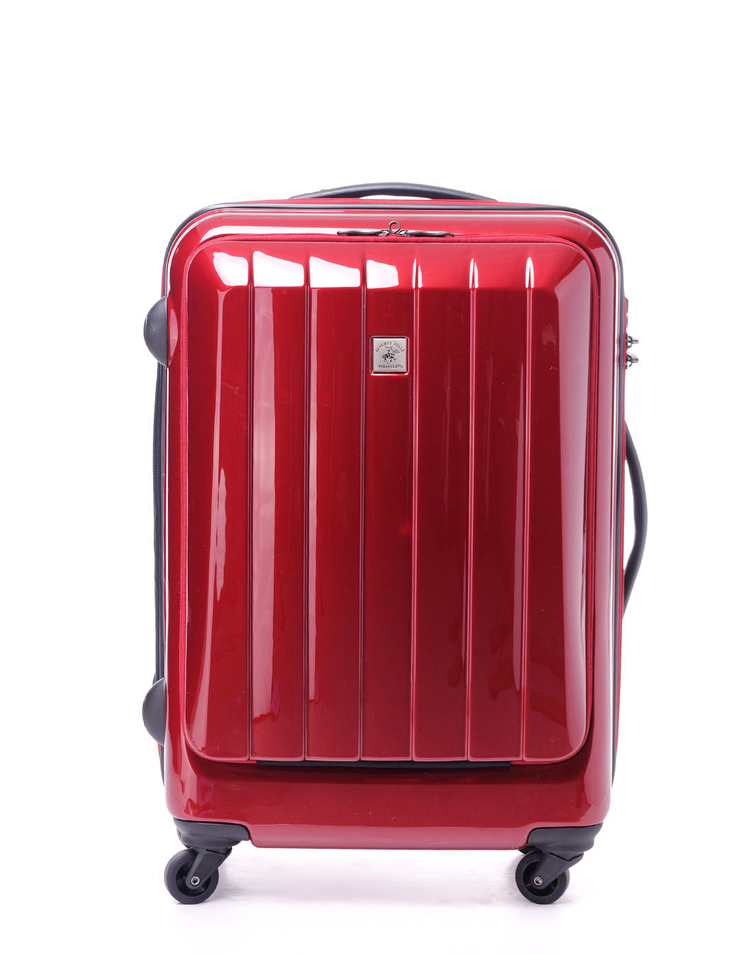 女款26寸酒红色pc高端镜面拉杆箱