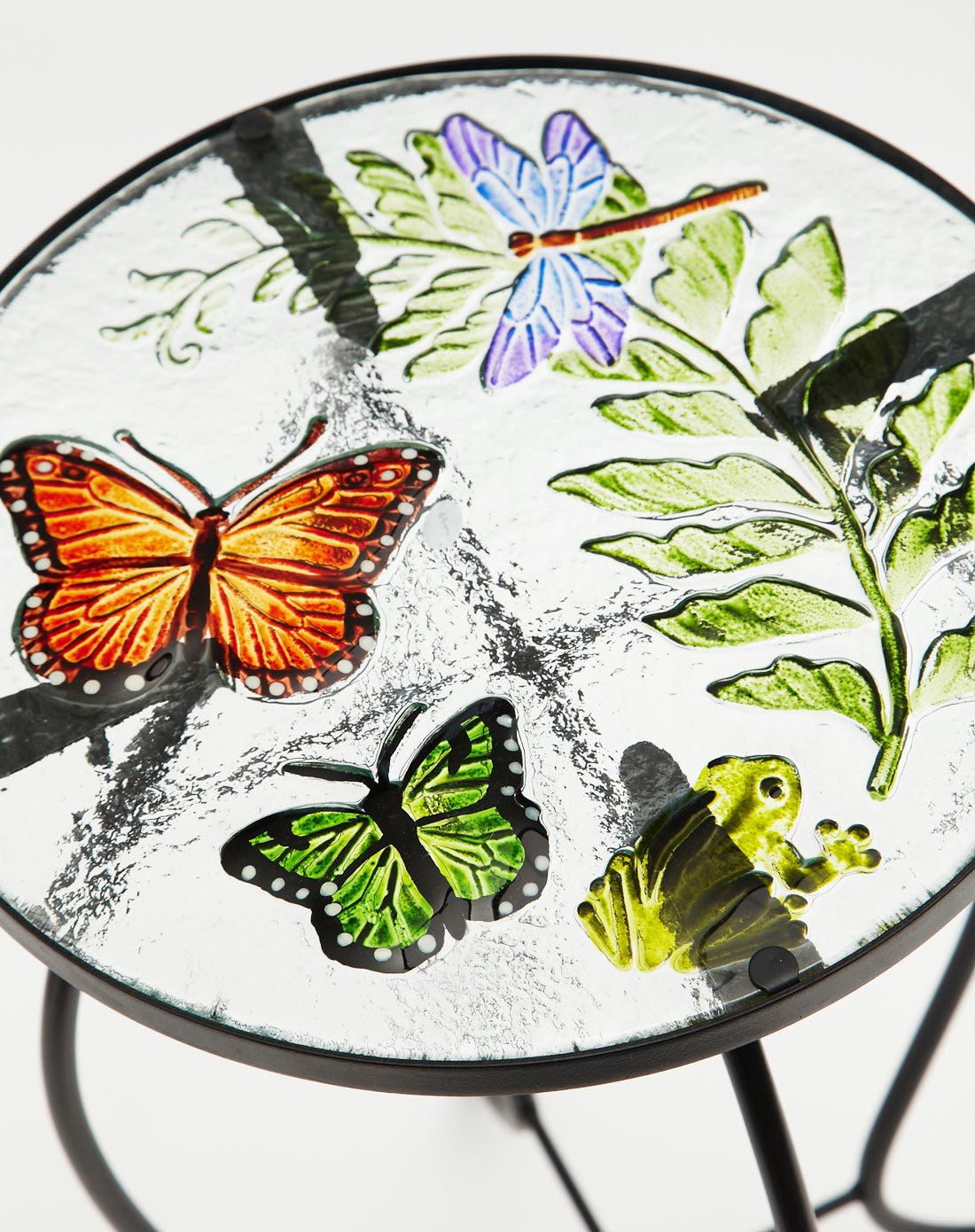 手绘热熔玻璃 铁艺装饰边桌/茶几