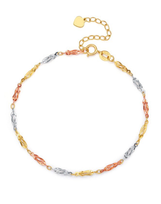 谢瑞麟18k金时尚红黄白三色彩金锁骨手链