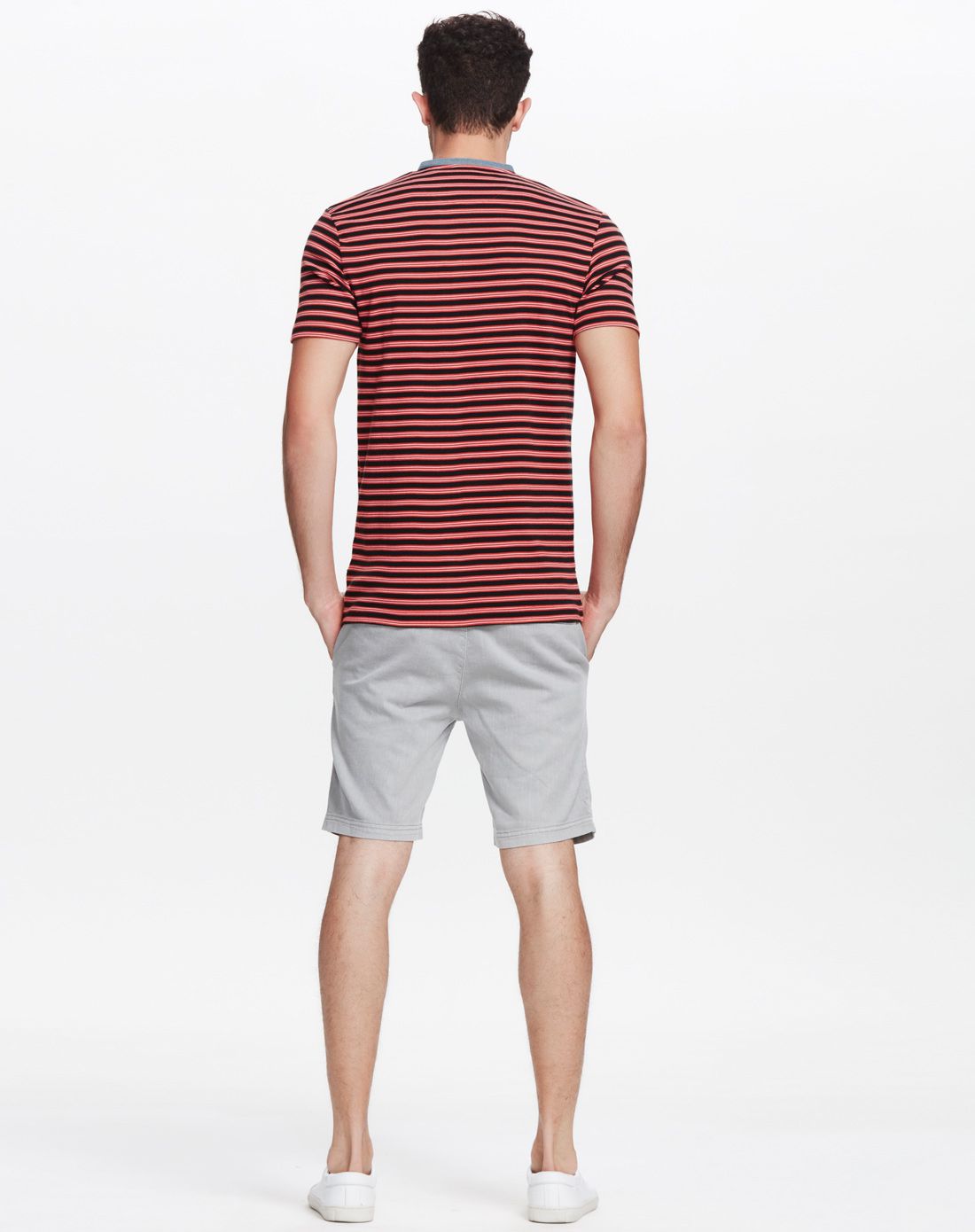 丹麦wagner旗下集合品牌黑红条纹系扣纯棉t恤衫30-4322100183_唯品会