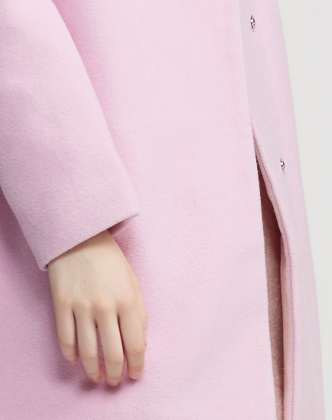 浅玫红色连帽复古简约长袖大衣