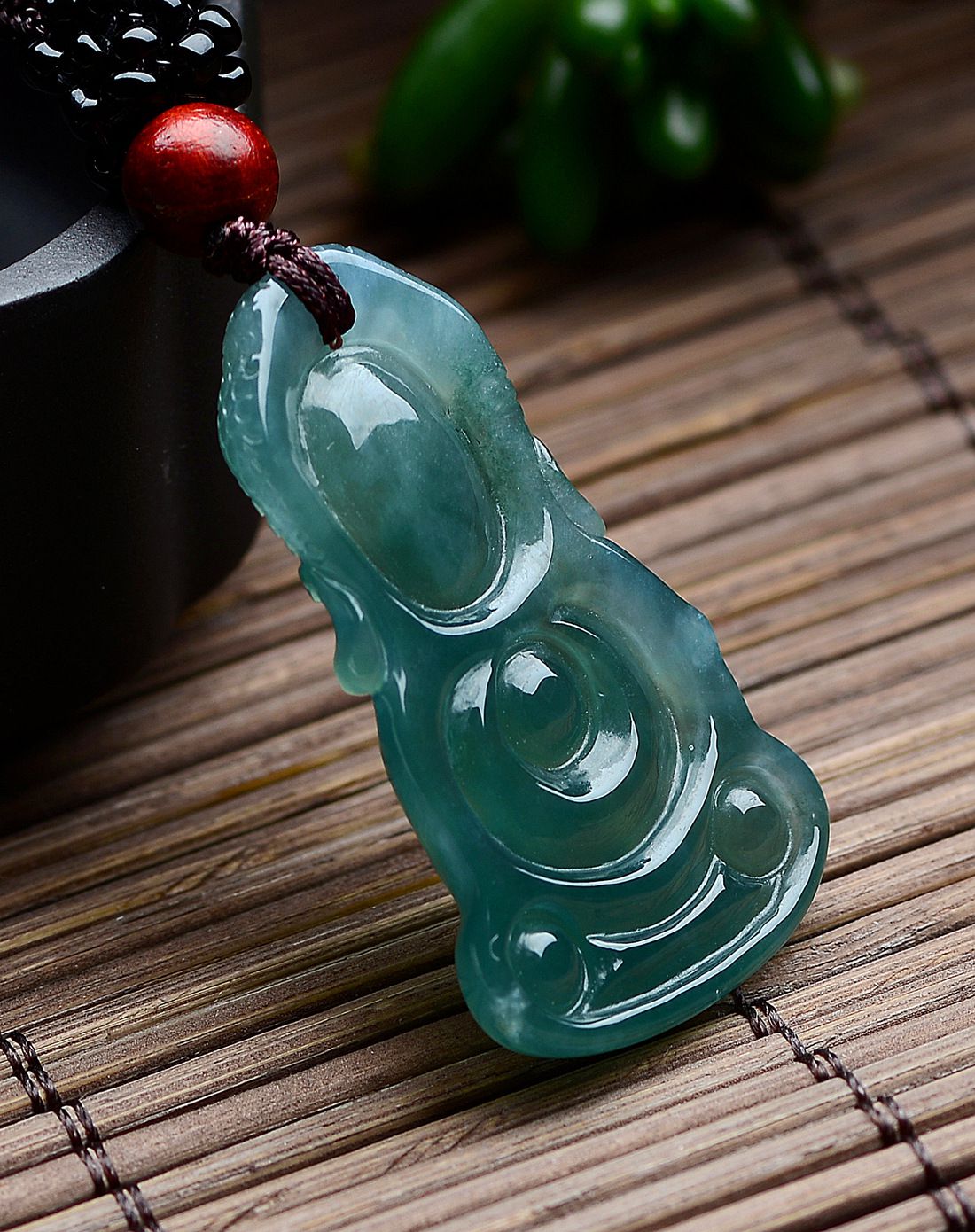 aznavour 天然a货冰种蓝水宝宝佛翡翠挂件