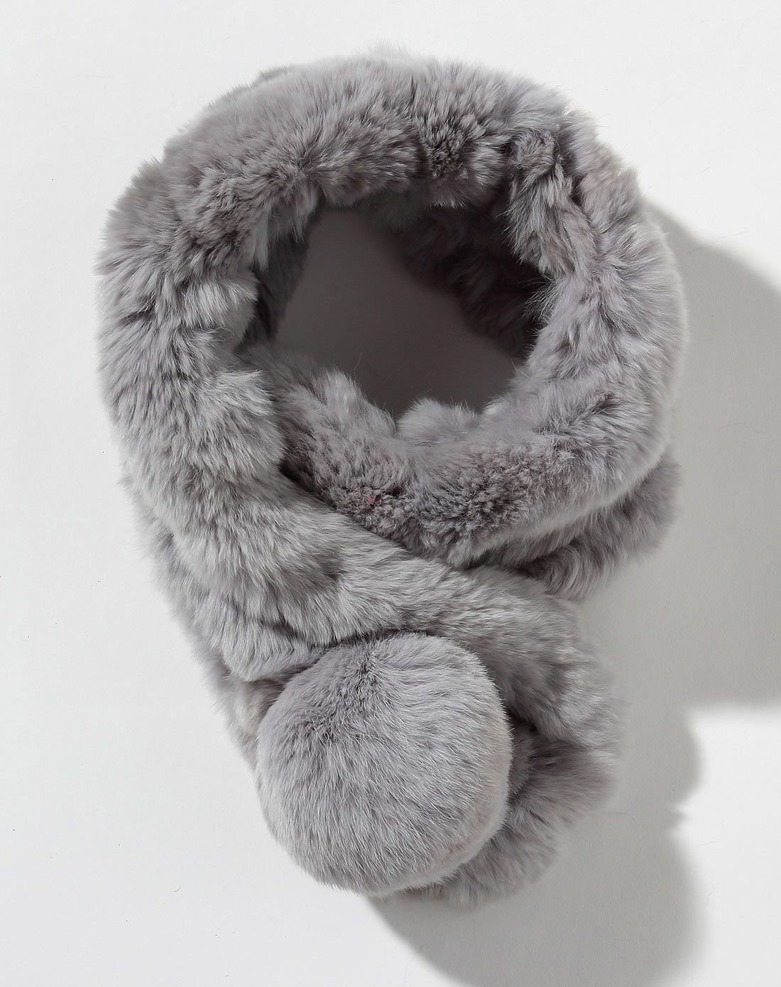 女款灰色獭兔一头球围巾
