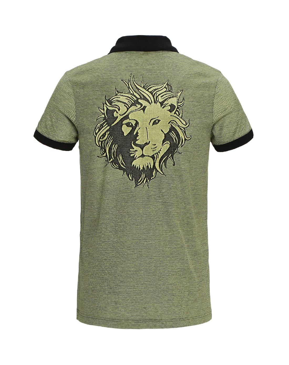 男款草绿/黑色狮子头印花纯棉polo衫