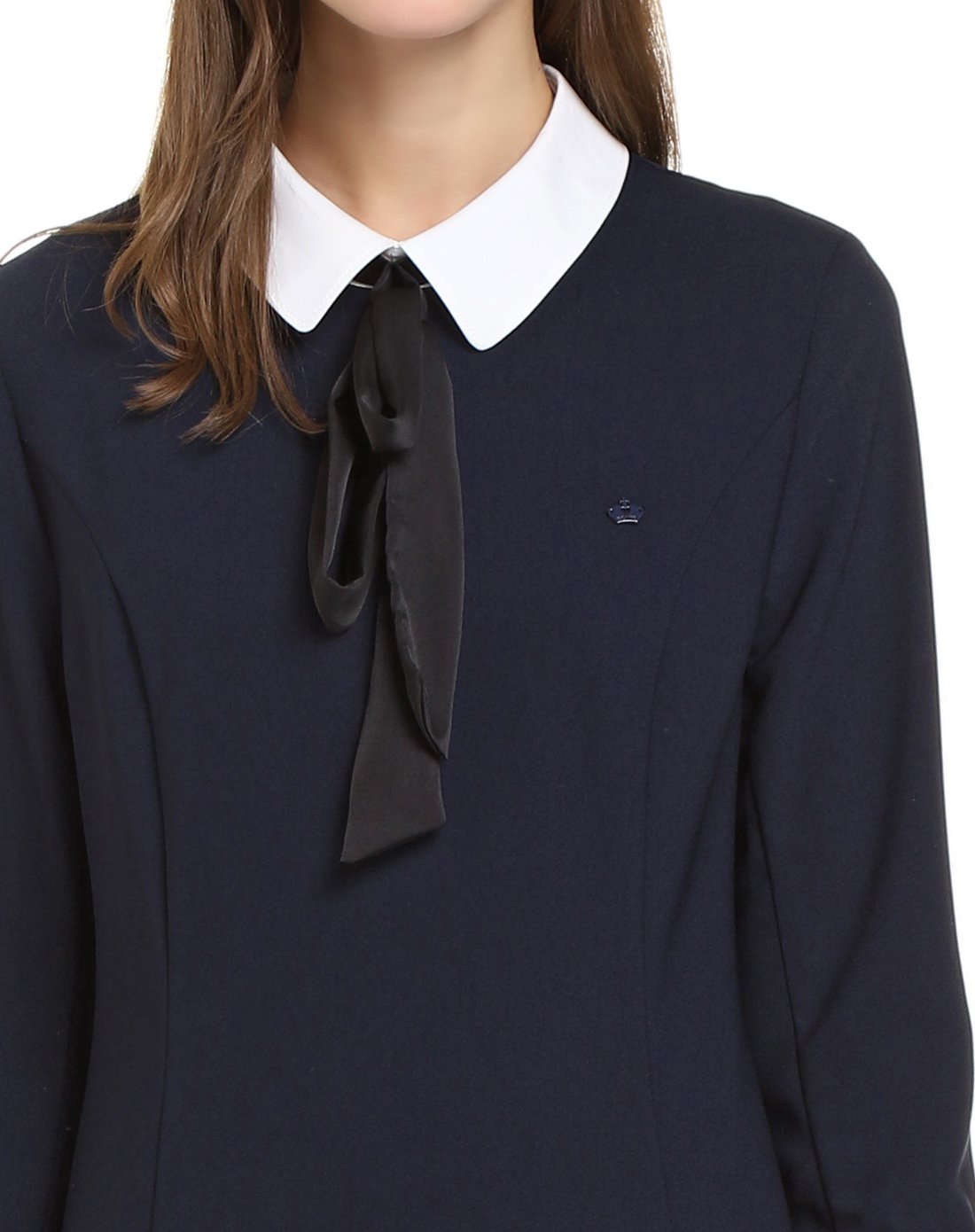 百褶袖口淑女风长袖连衣裙