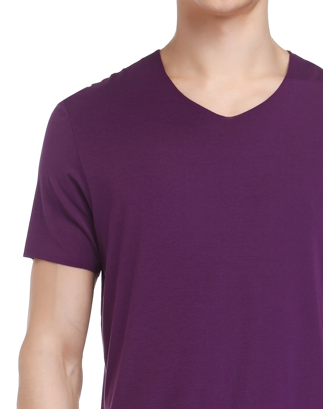 bodywild男款深紫色v领舒适短袖t恤