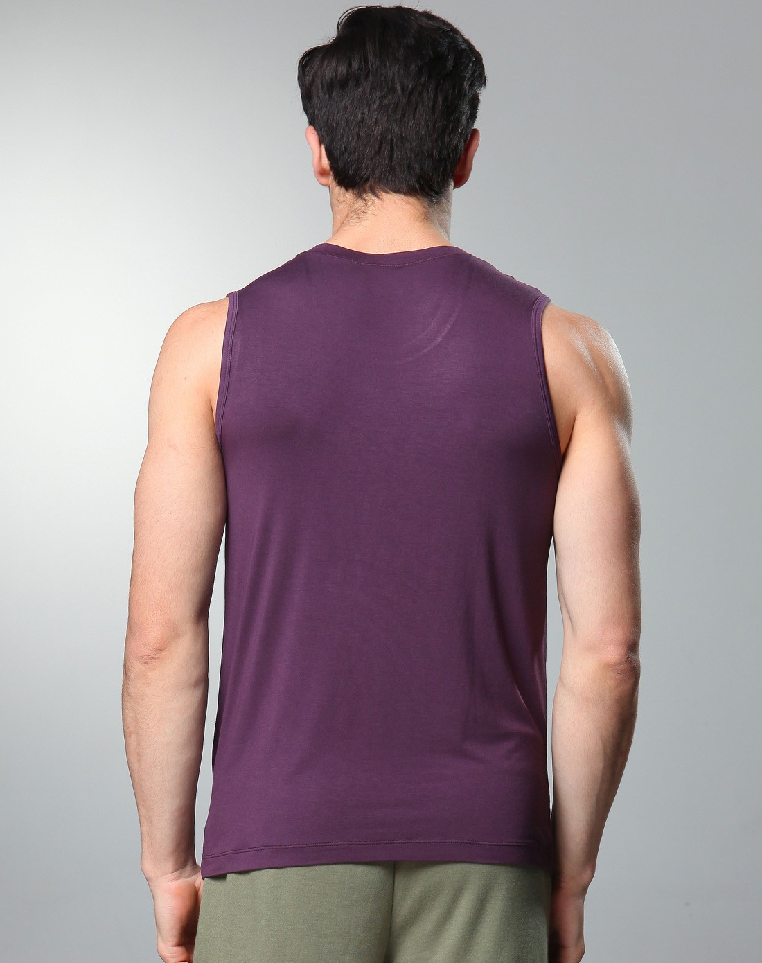 男士紫灰色男休闲背心