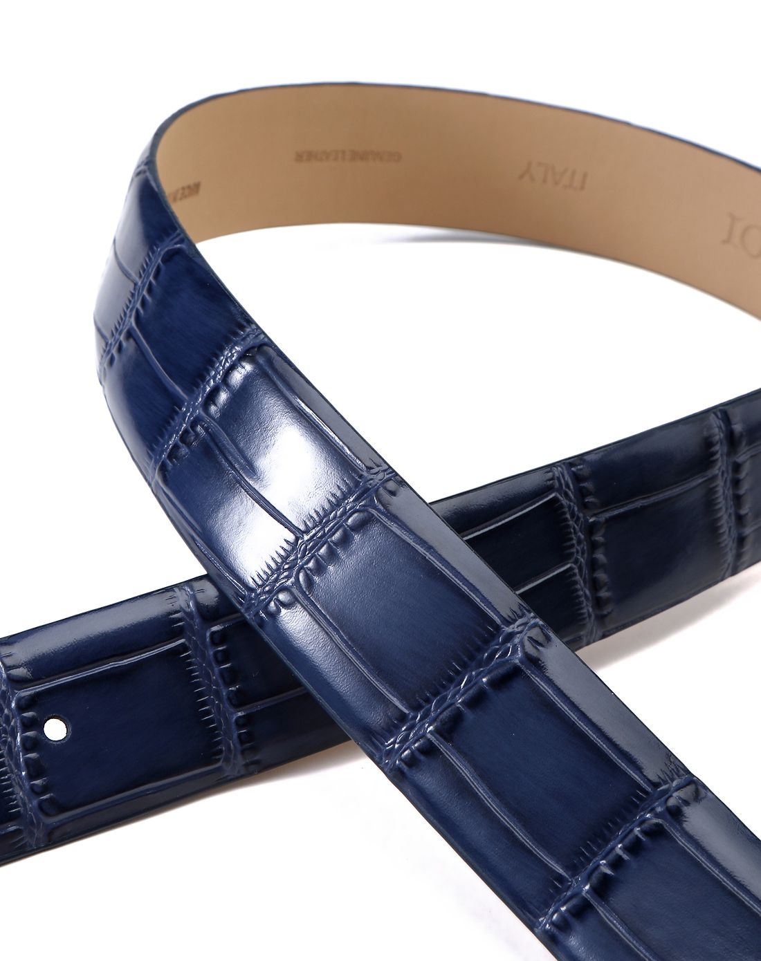 意大利男士四季正装牛皮革宽皮带蓝色