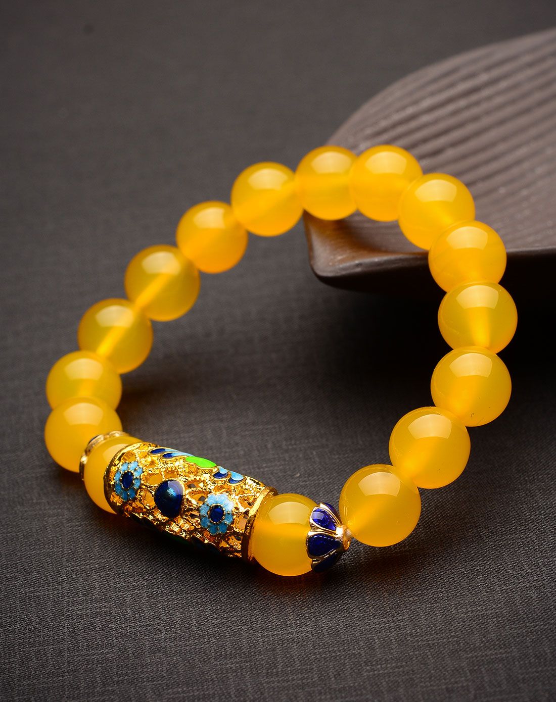 蜜蜡色黄玉髓手链(弹力绳尺寸可调节)