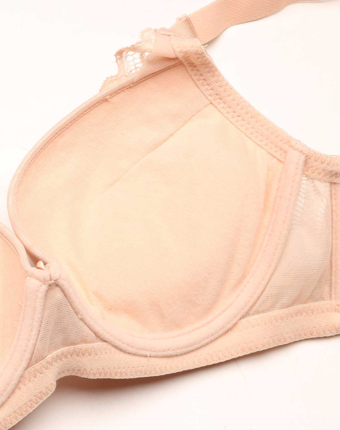 女肤色光面蕾丝聚拢型文胸加厚定型杯