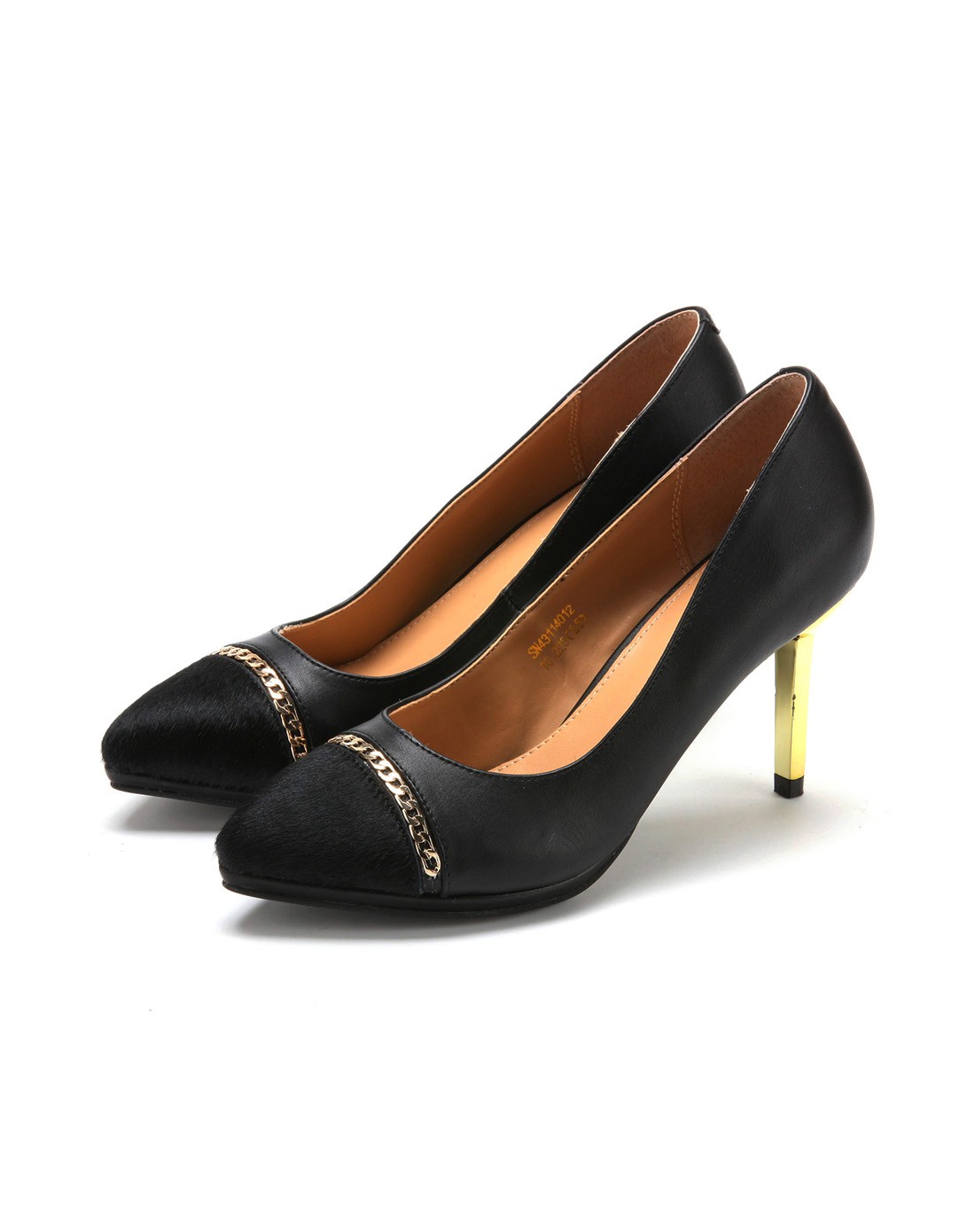 星期六集团品牌女鞋黑色羊纹pu/黑色马毛皮时尚单鞋sn4311401210_唯品