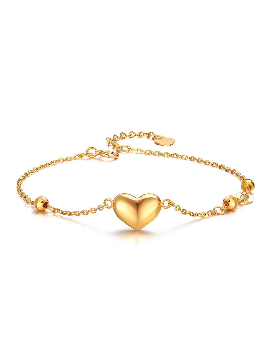 珂兰钻石 18k金黄色桃心光珠手链