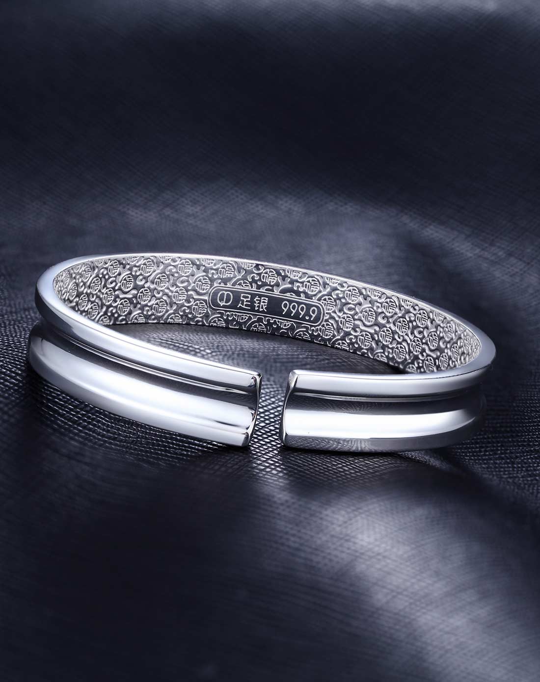 七度银饰 白首不分离s9999足银手镯(送证书)