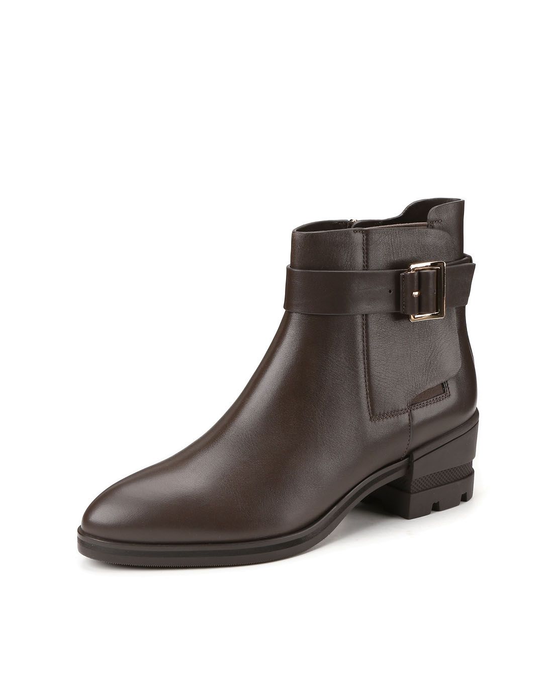 哥弟 时尚牛皮女式靴子卡其色