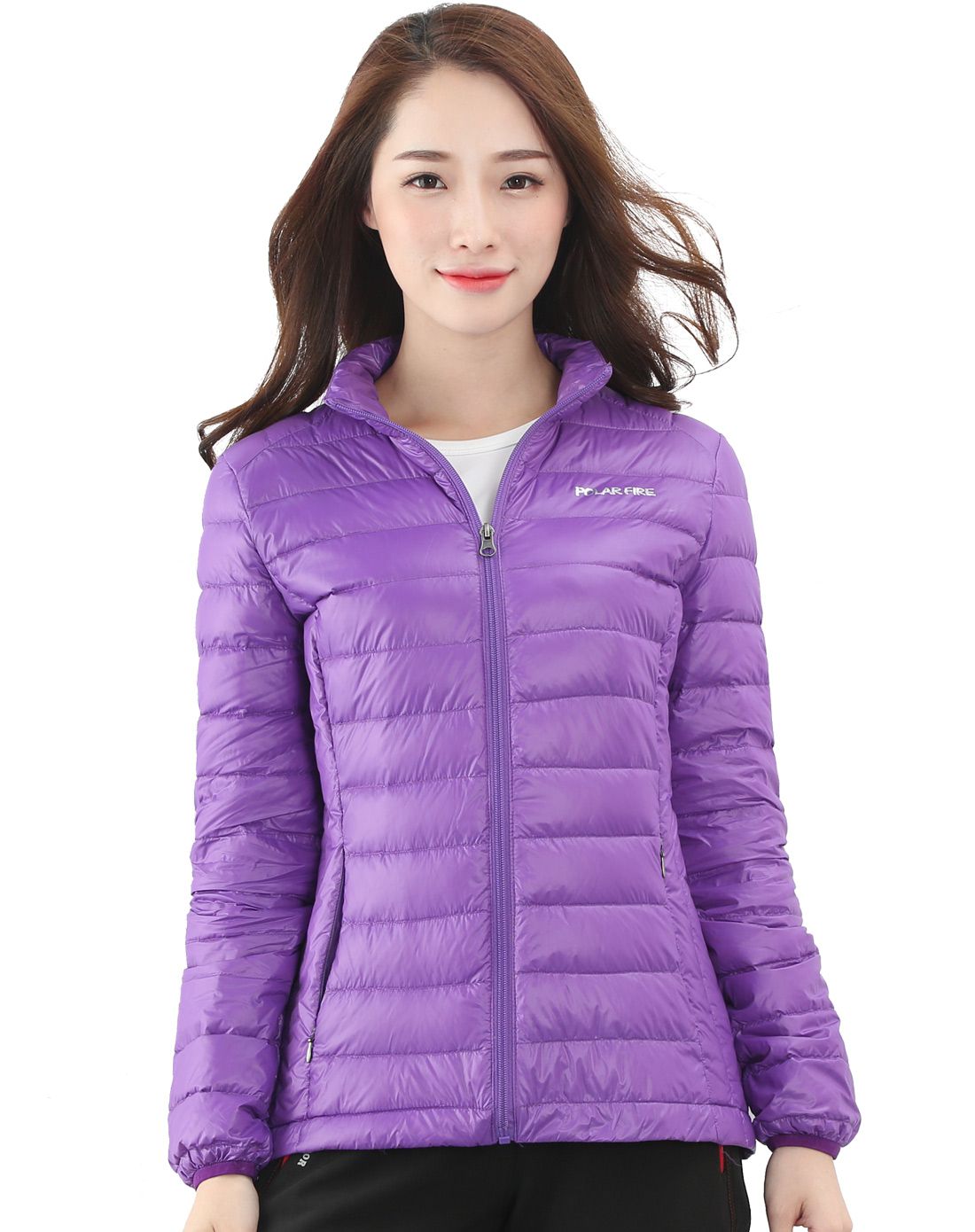 轻薄保暖 女款浅紫色户外短款羽绒服