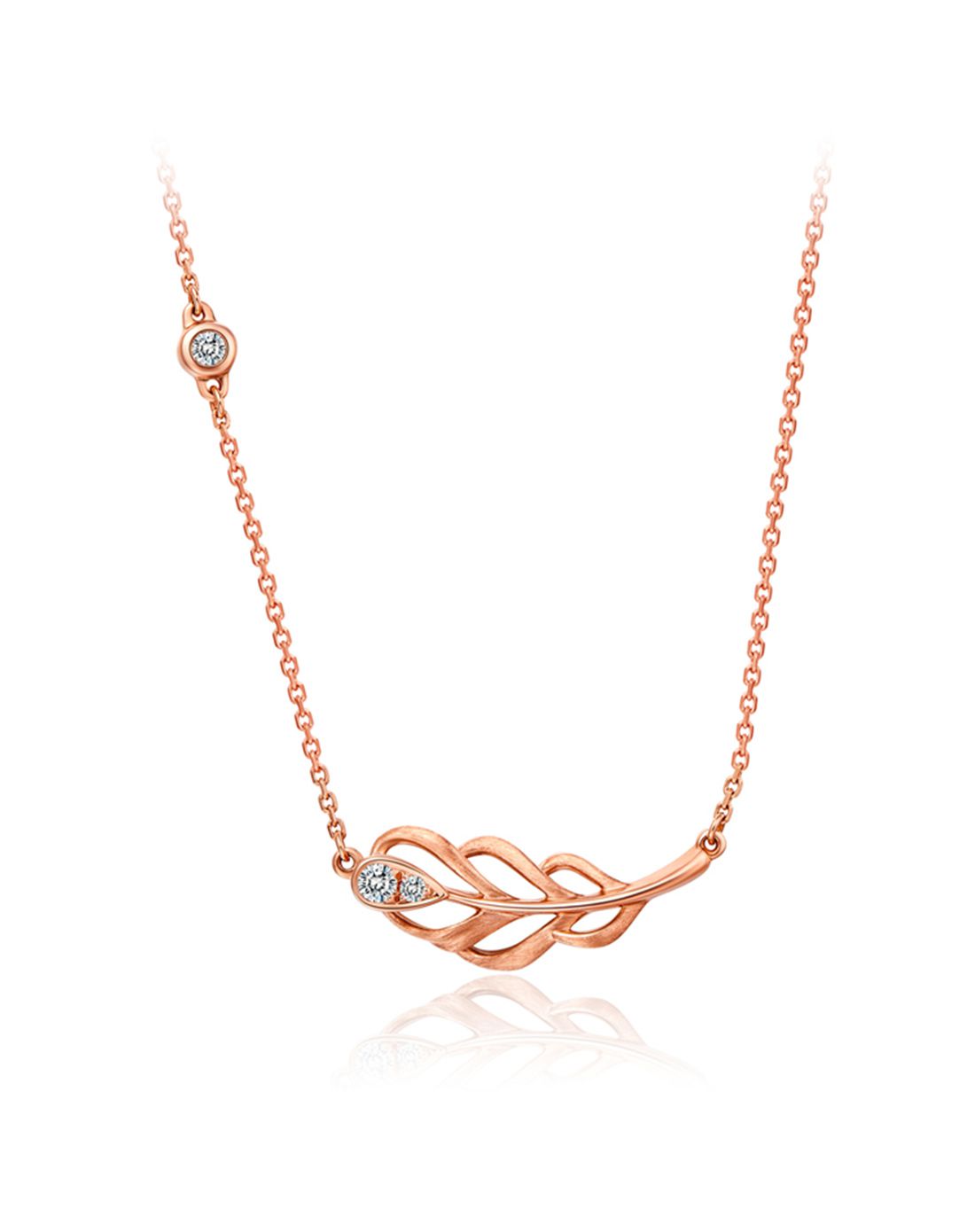 周大福 爱情羽毛系列18k金镶钻石项链