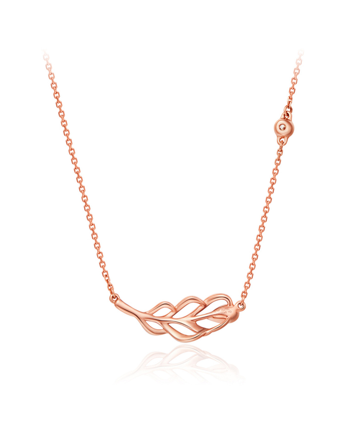 周大福 爱情羽毛系列18k金镶钻石项链