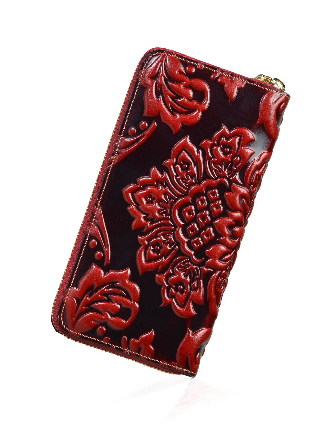 女士红色牛皮经典钱包