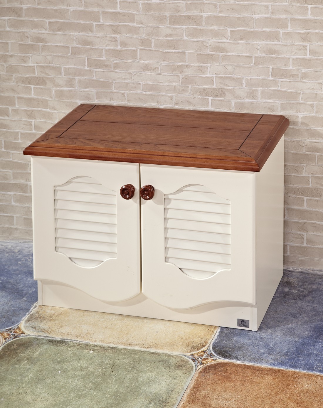 乡村风百叶双门矮柜(长62.5厘米)