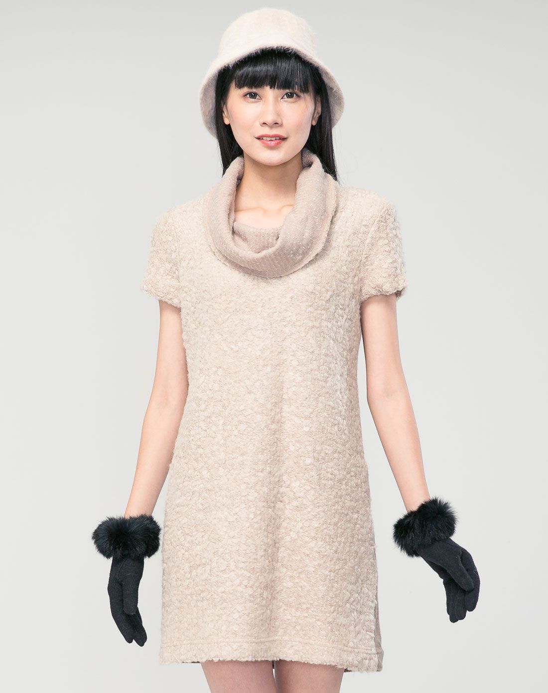 > le polka罗马领无袖洋装