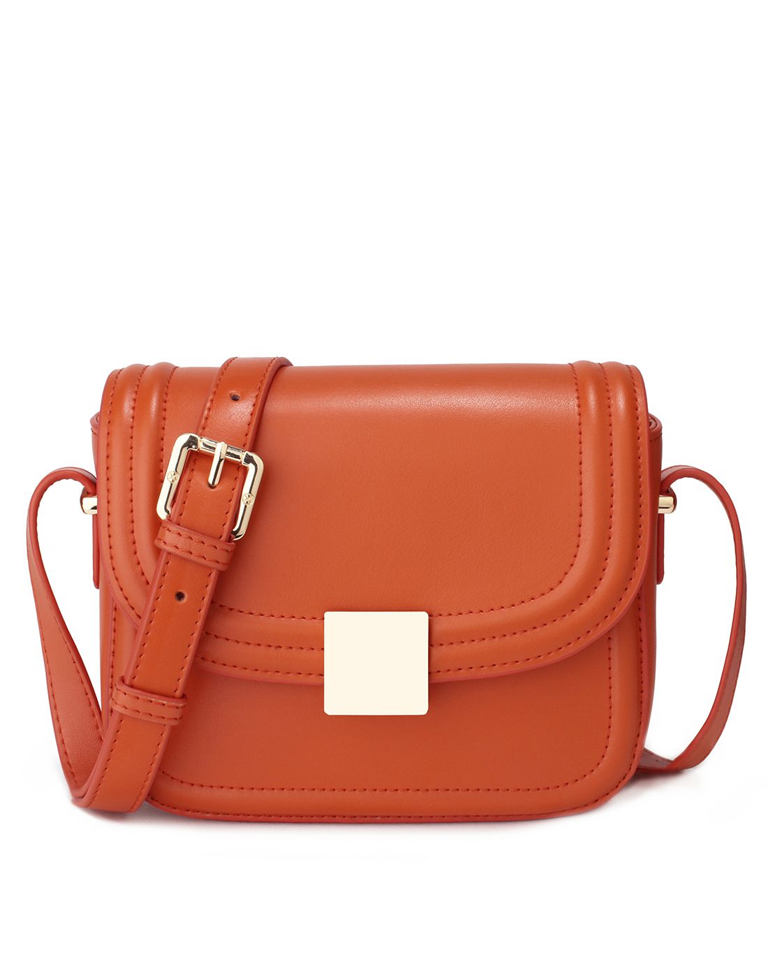 牛皮2016新品甜橙色闲适简约斜挎包