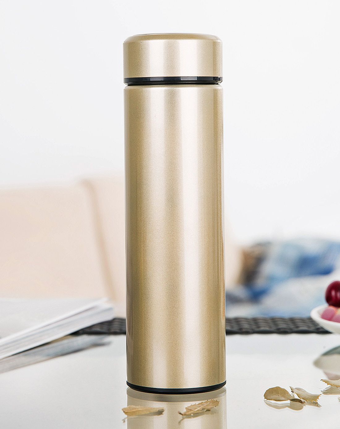 500ml3d真空钢盖便携车载不锈钢保温杯-金色