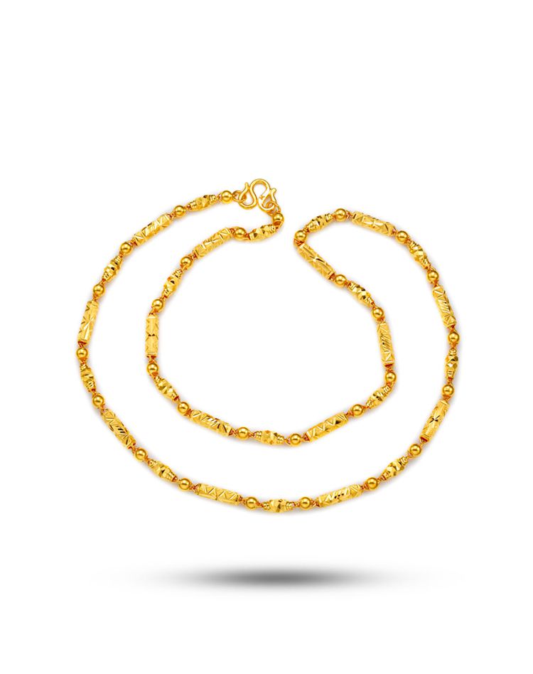 曼卡龙 足金项链六角间珠橄榄(计价)约18.4g