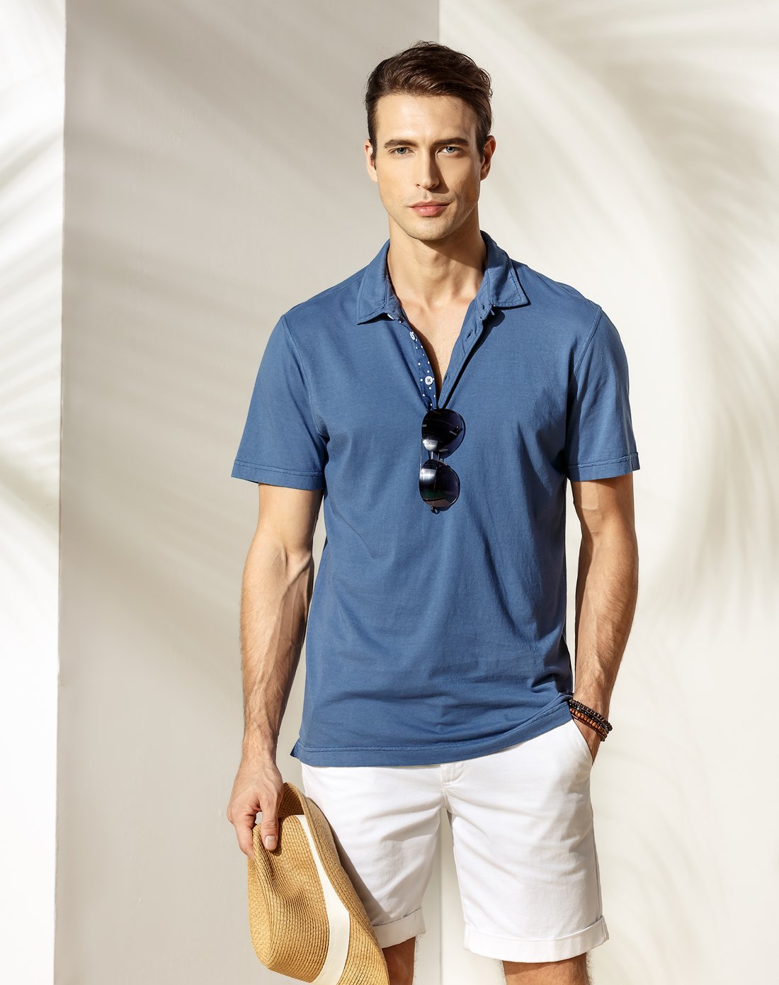 浅蟹灰休闲短袖polo衫