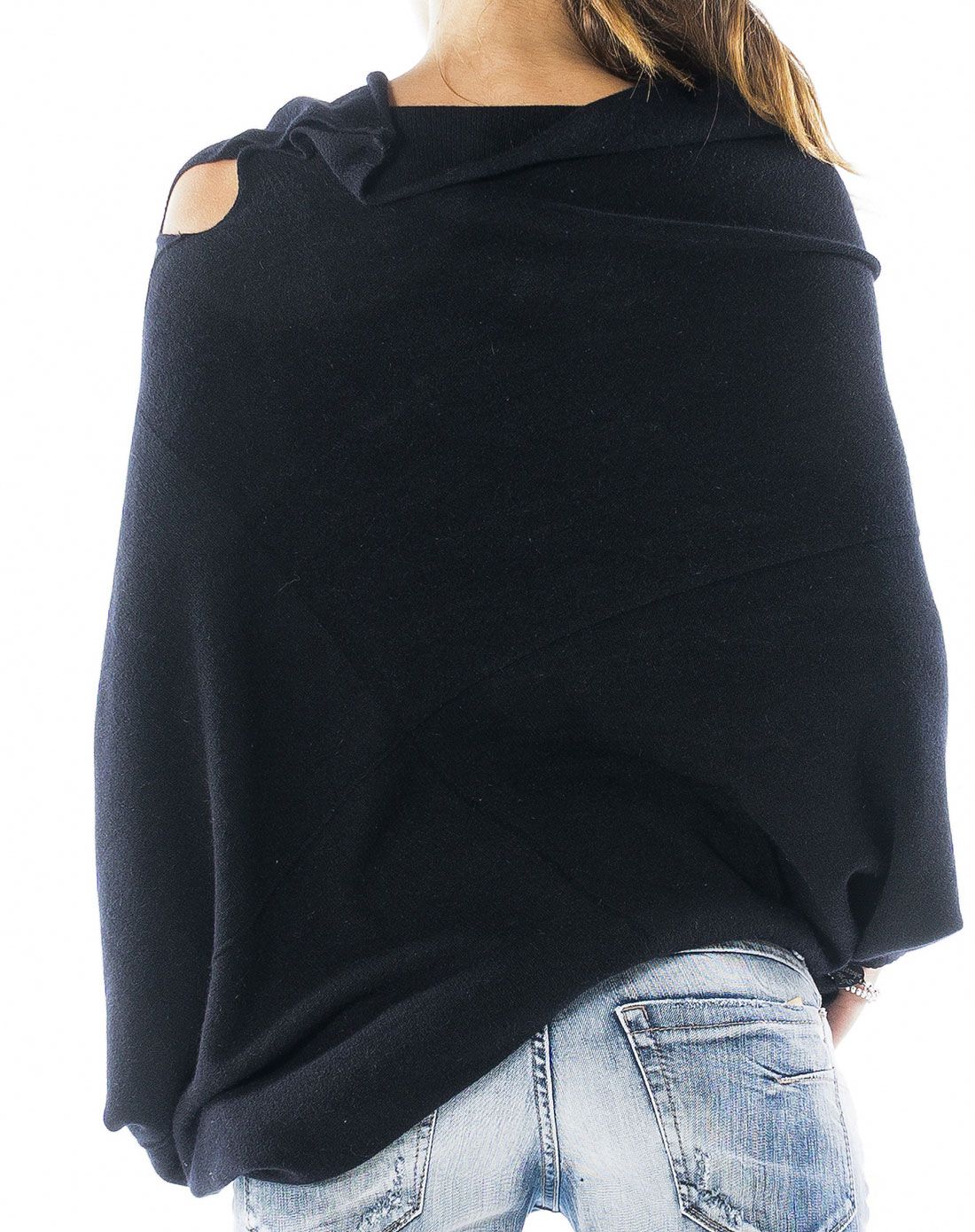 > tensione in黑色蝙蝠袖女士百搭上衣