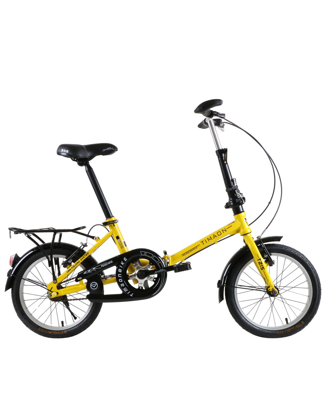 泰玛珑timaon自行车专场直发货timaon 16寸高碳钢大黄色单速双折叠车