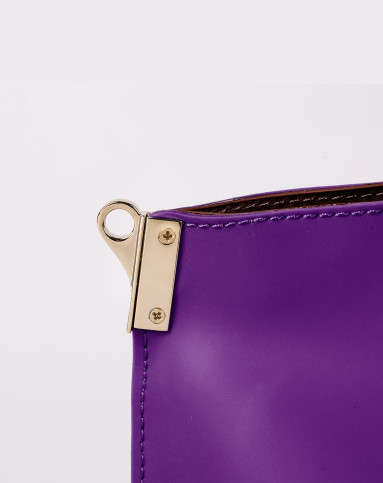 galaday歌黛紫色硅胶拼皮时尚手提包