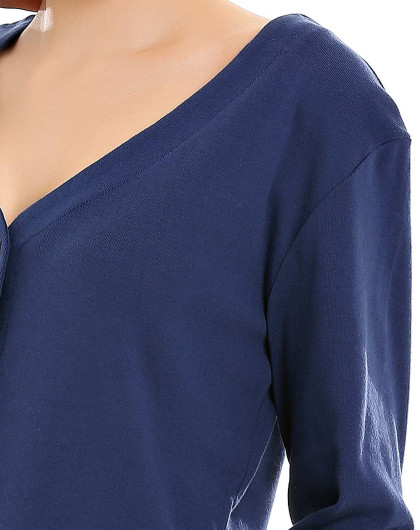 女款青蓝色休闲两件套 纯棉舒适