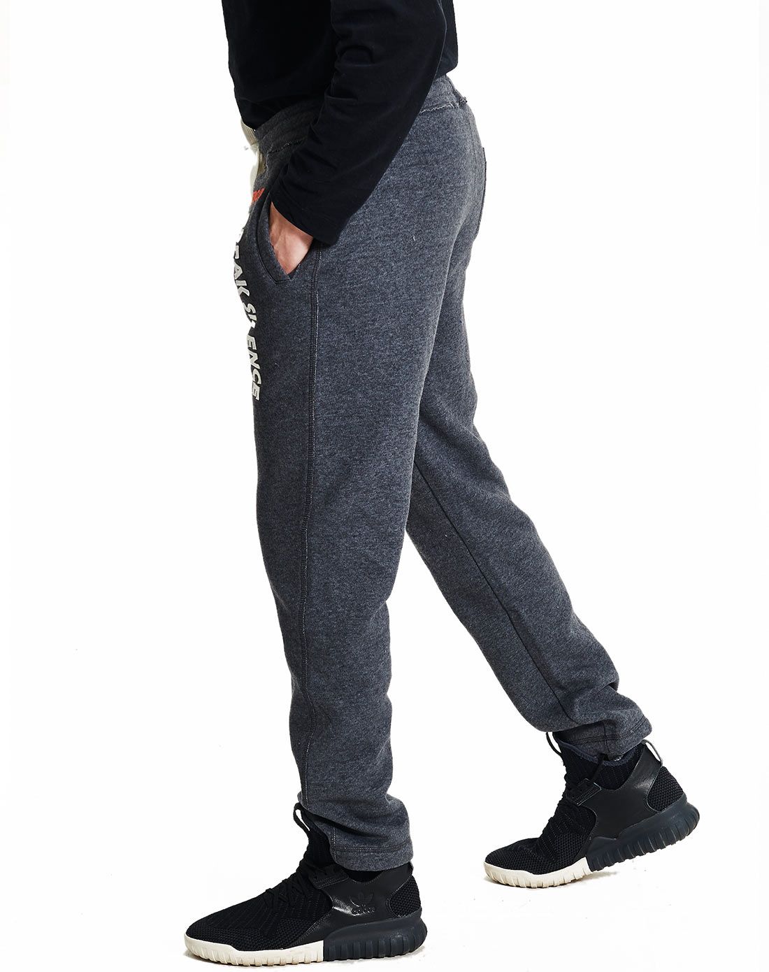 加厚加绒面料 男款花灰男士针织卫裤 柔软舒适