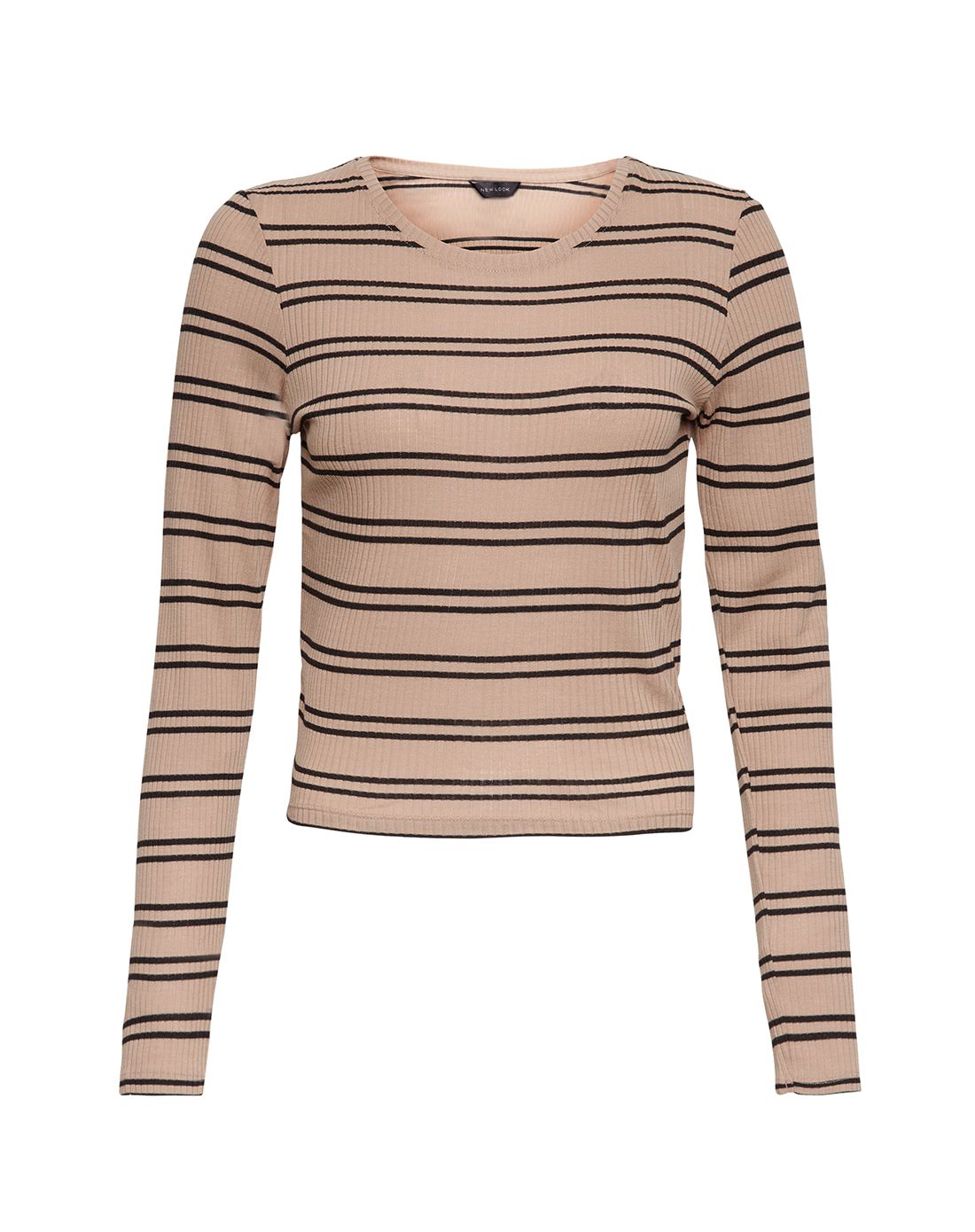 女款淡褐色条纹针织上衣