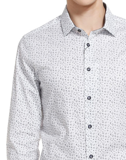 简约俏皮印花白底长袖衬衫