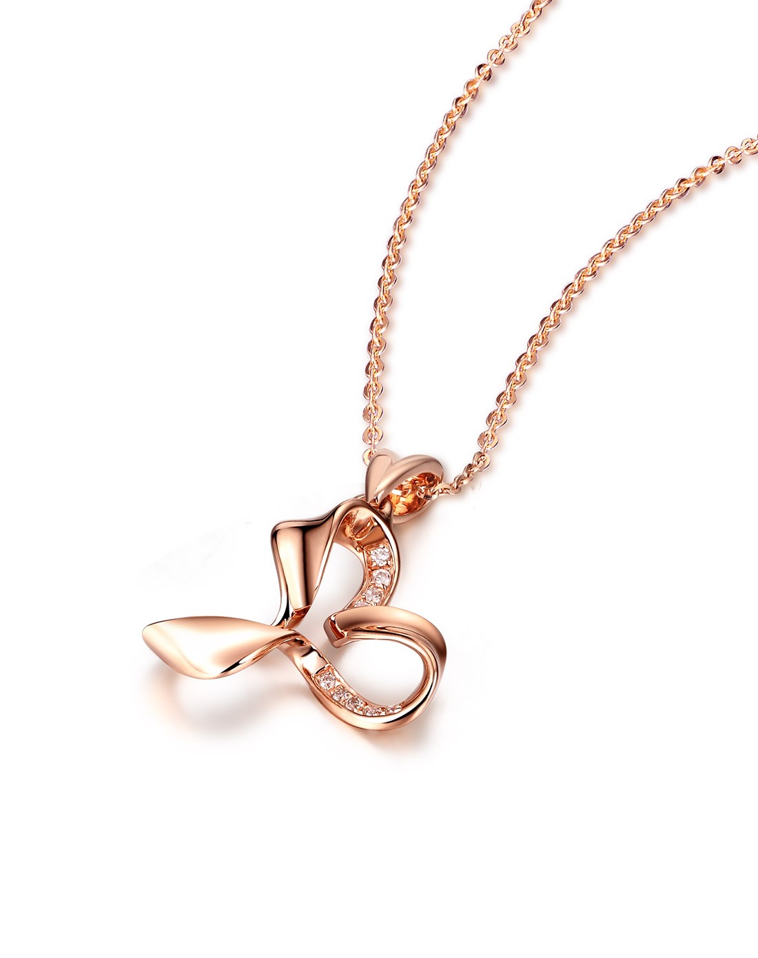 新品18k玫瑰金钻石吊坠