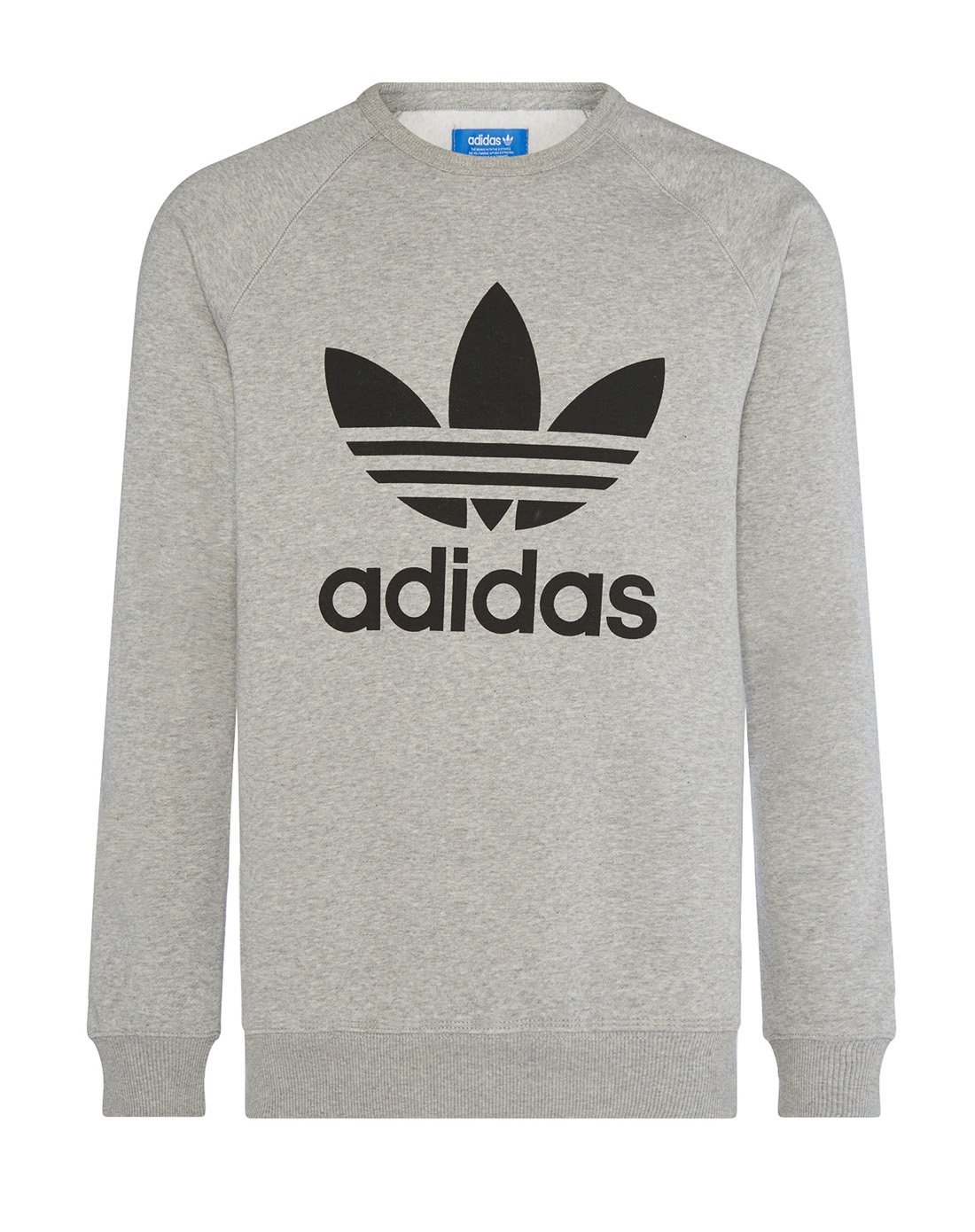 adidas original 三叶草灰色男士圆领套头卫衣