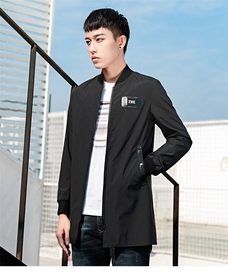 egou风衣男士中长款春季新品韩版青年潮流修身夹克男士休闲外套潮