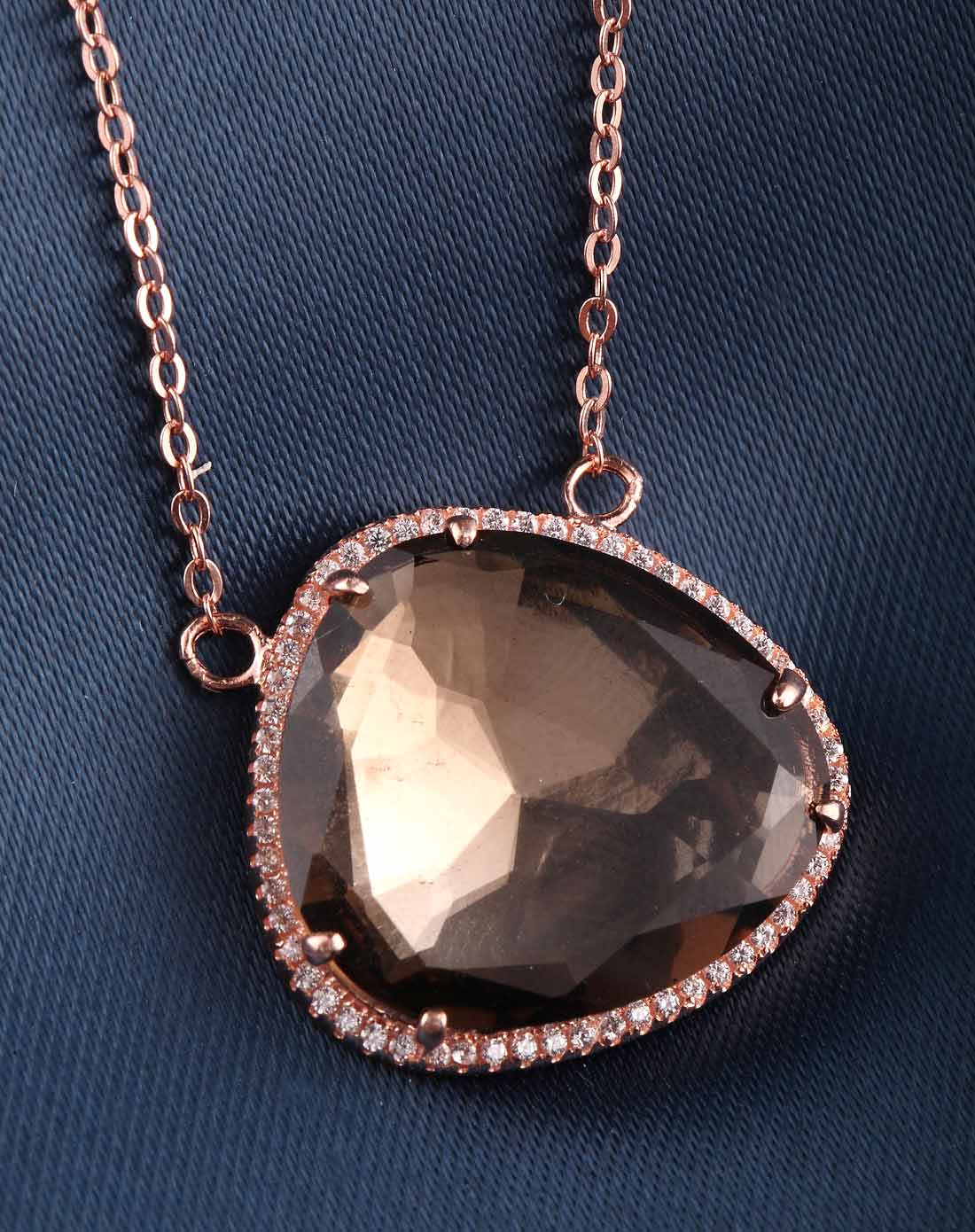 【茶晶】s925银天然茶晶大克拉手工多切面透亮秋冬服装配搭项链