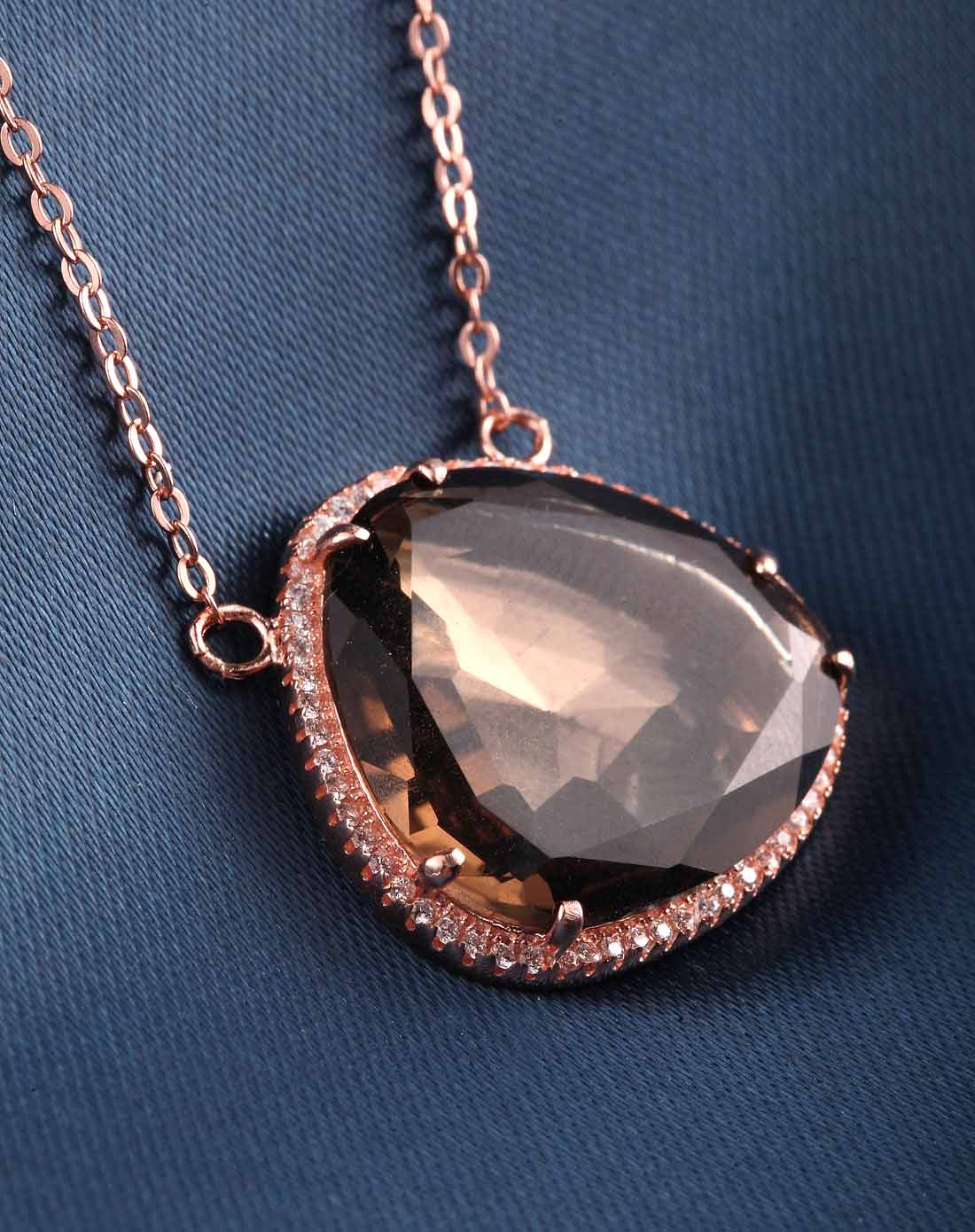 【茶晶】s925银天然茶晶大克拉手工多切面透亮秋冬服装配搭项链