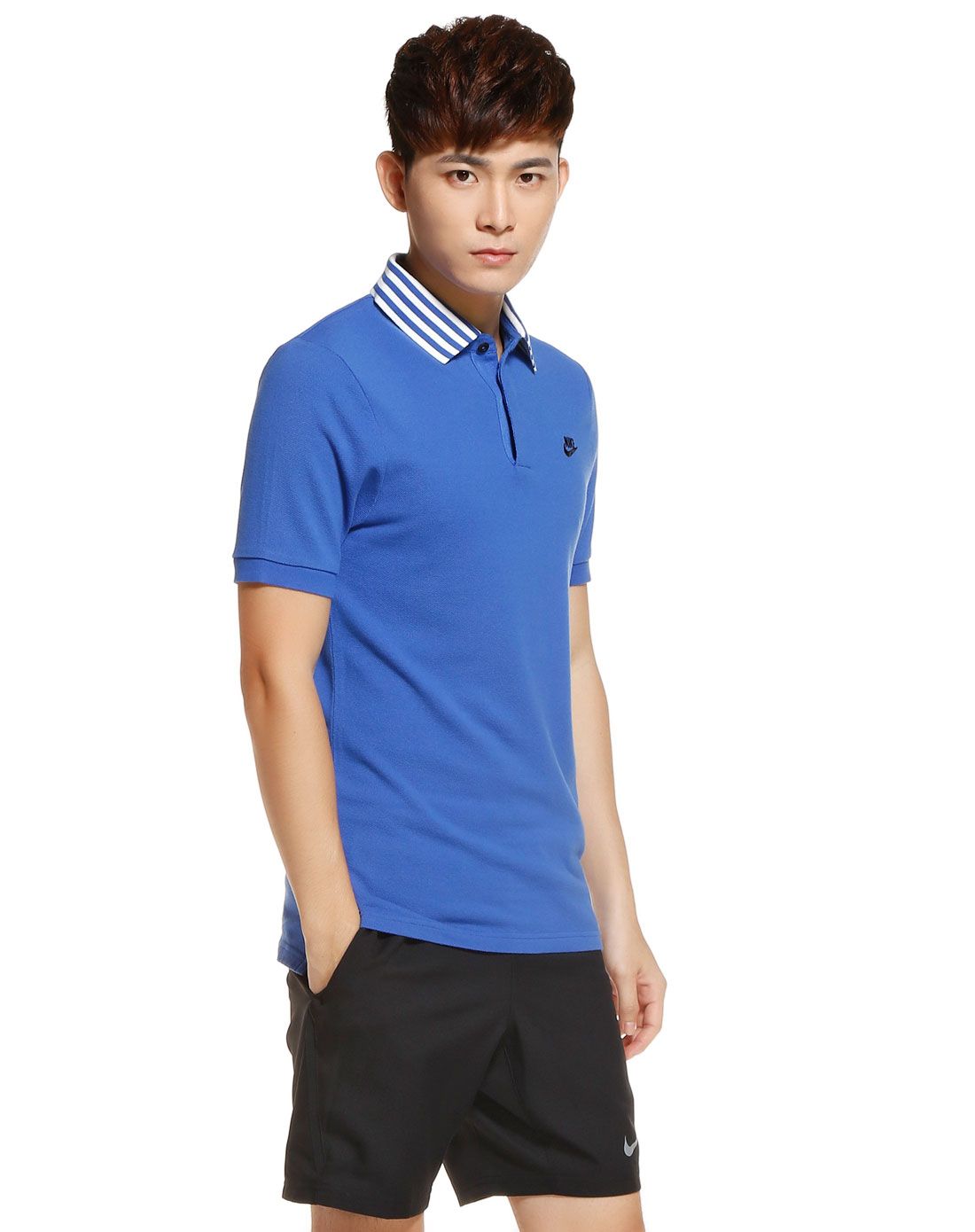 纯棉 男款天蓝色短袖polo衫 透气活力