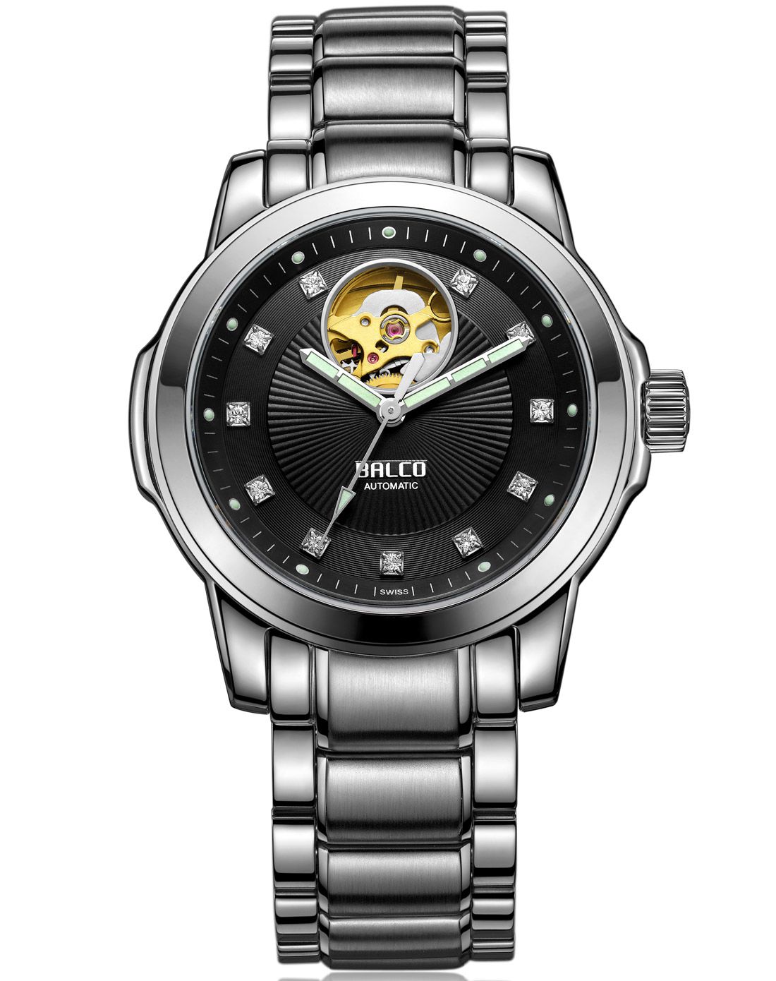 瑞士拜戈 【专柜同步款】简约镂空黑盘机械男表