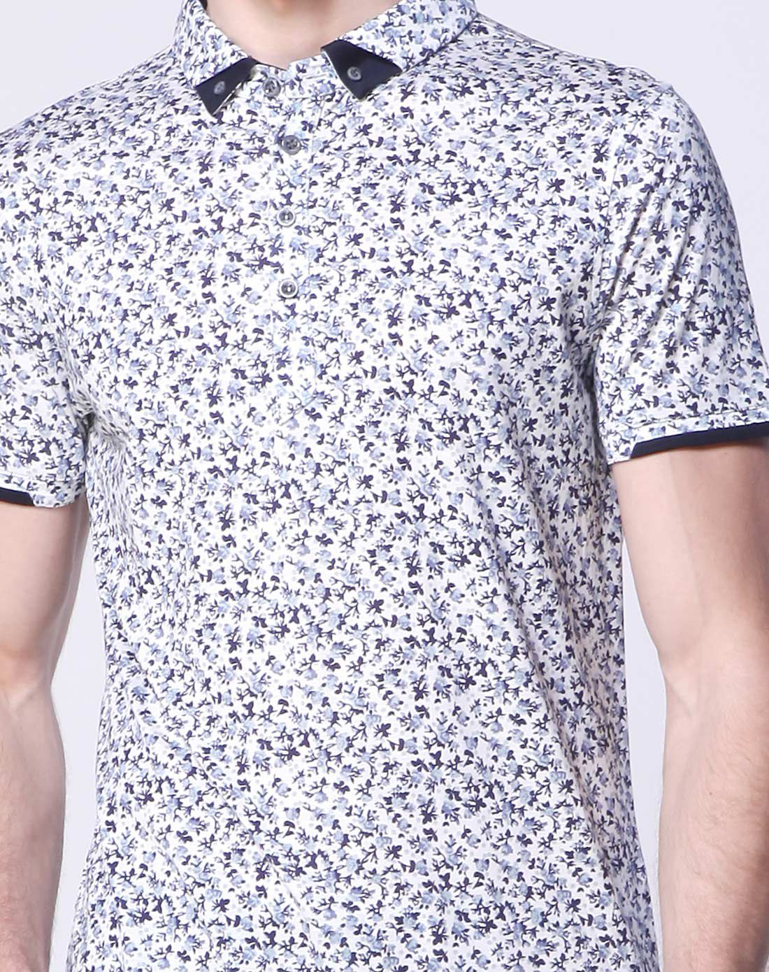 时尚减龄印花天丝棉短袖翻领t恤