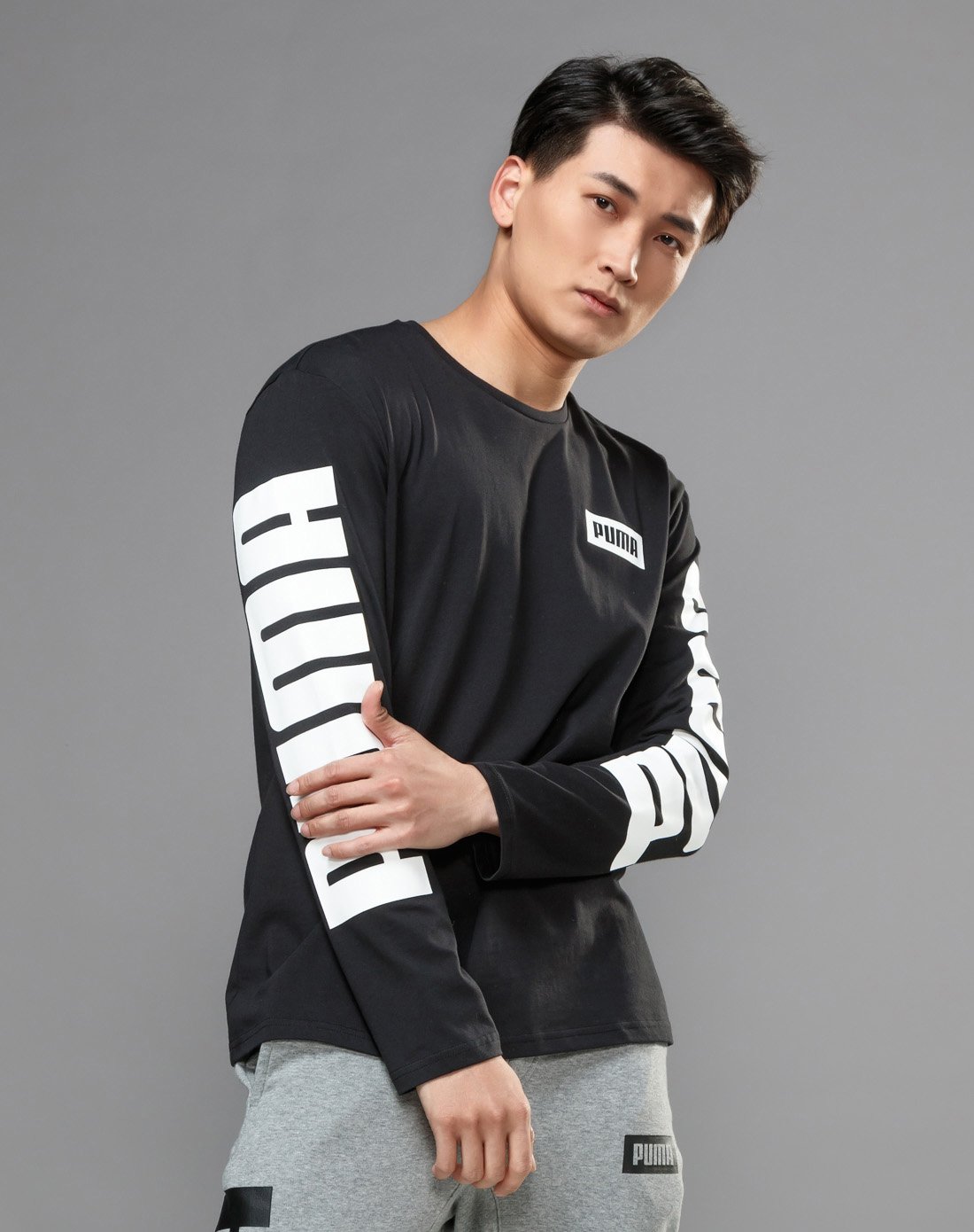 彪马puma 纯棉吸湿 男款长袖t恤