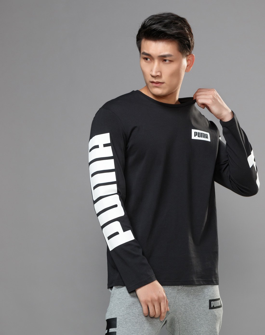 彪马puma 纯棉吸湿 男款长袖t恤