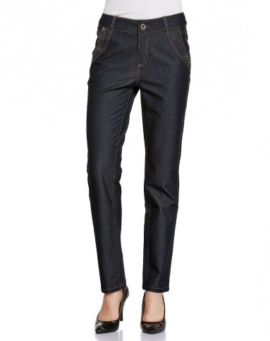 女藏蓝色纯色裤子长裤