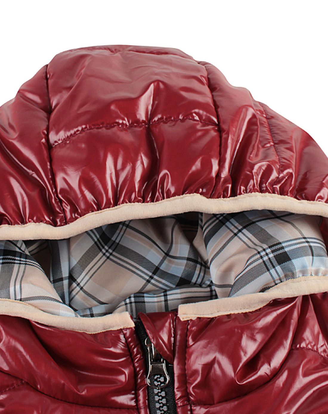 男童酒红铺棉外套