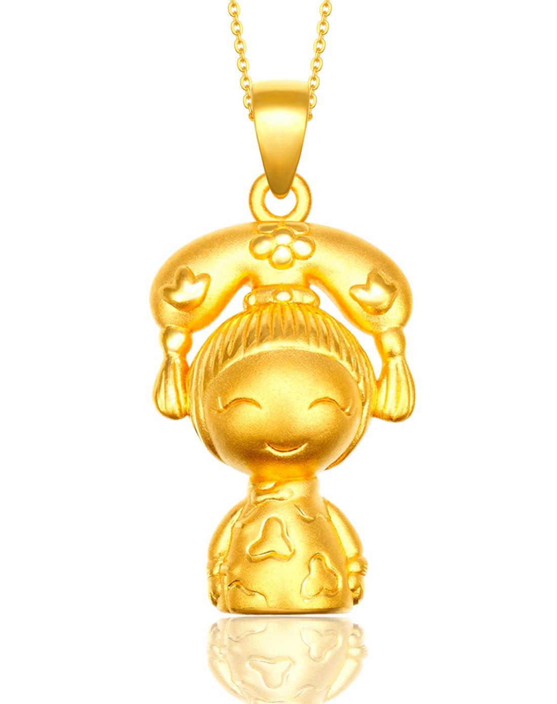 皇宫宝贝系列 格格吉祥 3d硬金吊坠 2.65克(不含链)