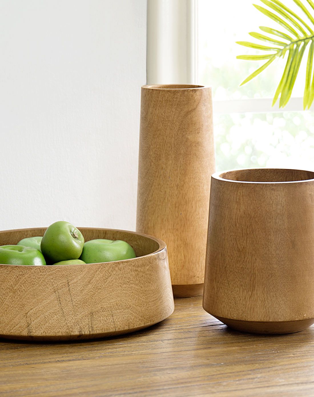 泰国进口深原木色芒果木花瓶 高 手工制作天然的芒果木清晰可见