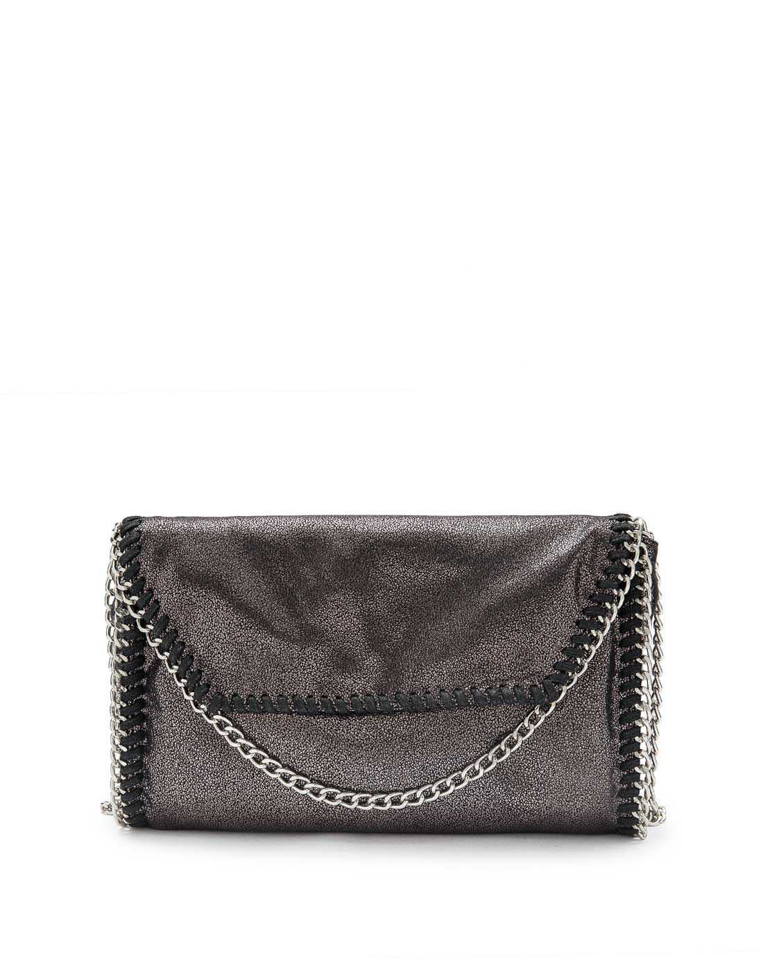 2016年专柜新品灰色简约欧美时尚珠光链条小方包